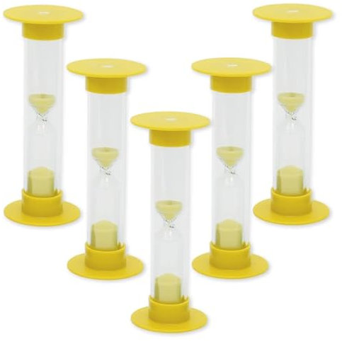 TimeTex Sanduhren-Set 5-TLG. - 3 Minuten - gelb - 10 cm hoch - 5 Sanduhren mit der gleichen Laufzeit - 61991