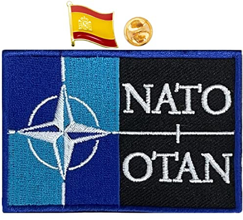 A-ONE NATO Muster Taktischer Patch + Spanien Country Revers Pin, bestickter Moral Patch für Rucksacktasche Deck Jacke Uniform Armee Weste Helm Beutel Nr. 424 + 032p