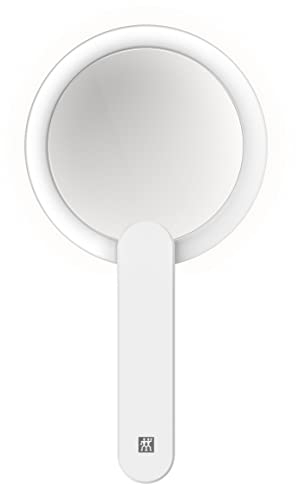 ZWILLING Kosmetikspiegel (10x Vergrößerung, LED Wiederaufladbar, 360 Grad drehbarer Griff, Tageslichtweiß), Premium, Weiß
