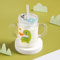 Kids Glass Milk Cup 250ml Measure Jug Cute Cartoon Sippy Cup with Silicone Straw and Lid Heat-Resistant Leak-proof Water Bottle Travel Mug Scale Drinking Milk Juice Water Glass with Double Handle