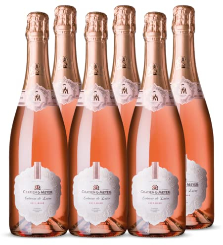 Gratien & Meyer Crémant de Loire Cuvée Diadem Brut Rosé (6 x 0,75 l) - Edler französischer Rosé-Schaumwein auf Champagner-Niveau, Traditionelle Flaschengärung, frisch fruchtig und zart-cremig