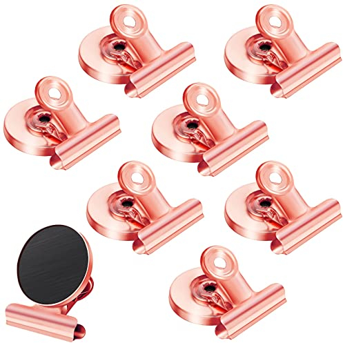 Artcut 8 Pack Rose Gold Magnetic Clips, Strong Magnetic Clips for Fridge, Whiteboard, Magnetic Clip Fridge Magnet Clips for School, Office, 31mm Fridge Magnet for Photo, Note