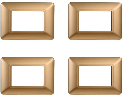 4 Pezzi Placche Compatibile Con Bticino Matix, Placche In Plastica (3 Posti/Moduli,Oro)