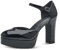Tamaris Damen Pumps mit Riemen Vegan Blockabsatz; BLACK PATENT/schwarz; 40 EU