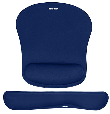 TECKNET Mauspad mit Handauflage, Gelkissen Mousepad und Ergonomische Memory Foam Tastatur Handgelenkauflage Set, Wasserdicht Mausunterlage für Computer und Laptop, Blau