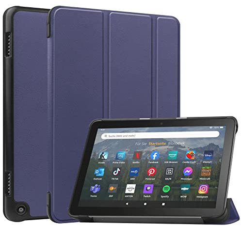 BAIDIYU Cover per Amazon Fire HD 8 2022, Custodia Protettiva Ultra Leggera con Funzione Sleep/Wake Automatica, Custodia per Amazon Fire HD 8 2022 Tablet.(Blu navy)