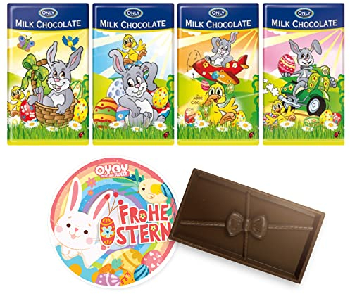 5x 15g Oster Schokotäfelchen Set I 75g Milchschokolade Tafeln im Osterdesign I Ostergeschenke Kinder und Erwachsene I Osterkorb Suessigkeiten I Osternest Schokolade