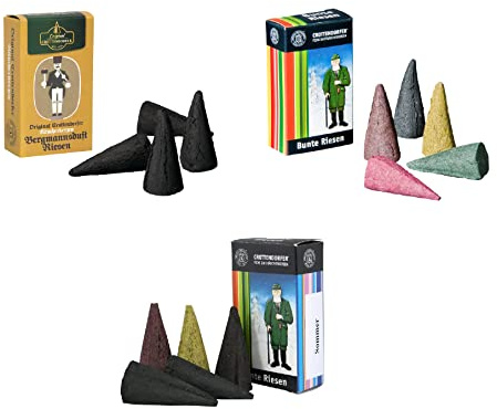 Original Crottendorfer - Riesen Räucherkerzen Set - Düfte: Bergmannsduft, Bunte Riesen, Bunte Riesen Sommer - Menge: 14 Stück - Größe: XL - Made in Germany