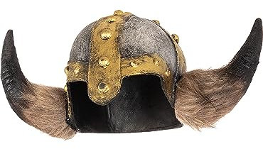 Funidelia | Deluxe Viking Helmet for man Nordic, Valkyrie, Barbarian, Vikings - Accessories for adults, costume accessories - Brown