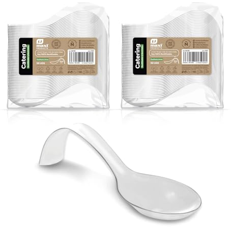 MAXI PRODUCTS - Cuillère de restauration - Cuillère de restauration en plastique recyclable - Spécial Restauration, Événements, Couvercles, Dégustation, Food Trucks - Restauration (Arc Transparent