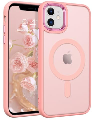 BENTOBEN Coque Magnétique pour iPhone 11 Compatible avec Magsafe Etui de Protection Antichoc de Grade Militaire,Dos Translucide Mat Anti Rayures Housse Coque Fine iPhone 11 6.1-Rose