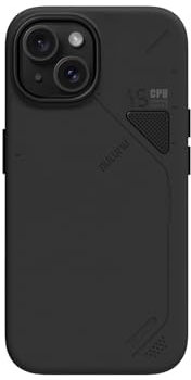 Aulumu A15 Pelle Vegan per iPhone 15 Cover Magnetica [Finestra di Raffreddamento Unica] - Compatibile con Magsafe [Metallo Individual Pulsanti] Antiurto Anti-Graffio Custodia, Nero