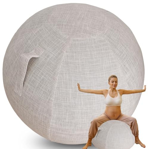 WTZHHK Swiss Ball Grossesse Housse Ball pour Chaise Ballon, Ballon Gym,Ballon Bureau Ballon Pilate Élégant et Fonctionnel​【Pas de balles incluses】 (Color : Beige, Size : 65CM)
