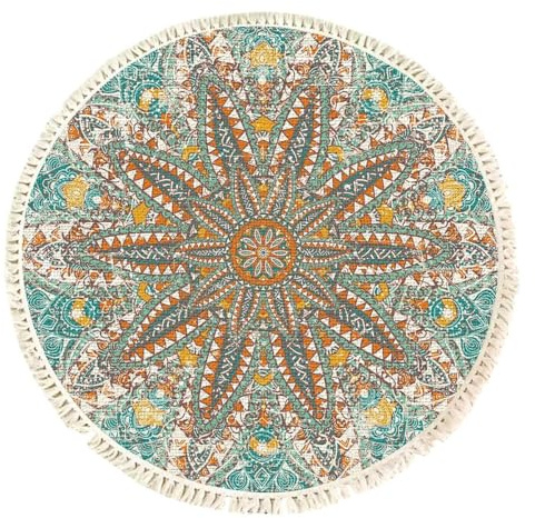 Terafeels Großer Rund Teppich, Boho, Seestern-Teppich, Mehrfarbig, Ultraweich, Pflegeleicht, Ideal für Wohnzimmer, Schlafzimmer, Esszimmer, Kinderzimmer, Spielzimmer, 120cm, 307120