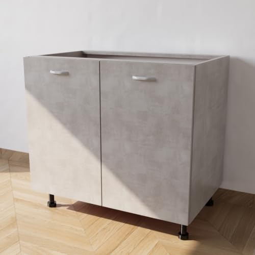 Calandrelli Mueble Bajo Fregadero L 90 P 55,5 H 72 cm 2 Puertas Cemento