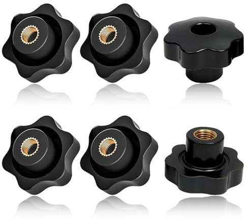 6 Stück M6 Sterngriffmutter, Stern Klemmknopf, Kunststoff Stern Rändelmutter, Durchmesser Schraube Gewinde Schwarz Innengewinde Mechanische Verriegelungsschraube Griffmuttern Äußerer Messing
