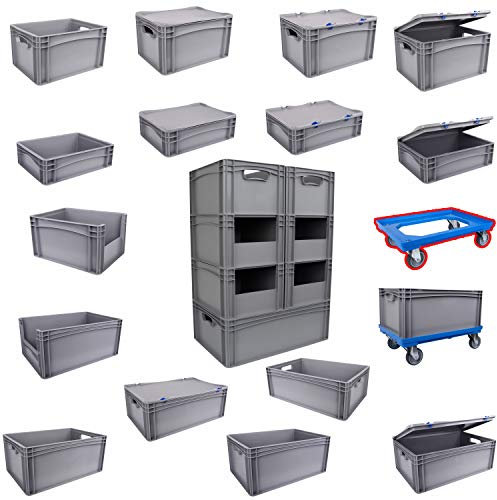 Transportroller mit 4 Lenkrollen, incl. Bremse, blau, passend für Eurobehälter/Aufbewahrungsboxen in 600x400 und 400x300mm