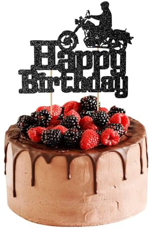 Motorrad Tortendeko, Motorrad Kuchen Topper - Hochwertige Kuchen Topper aus Lebensmittelechtem Material, für Männer Geburtstag, Einfach zu Befestigen, Geschenk für Motorradliebhaber, Nicht Essbar (B)