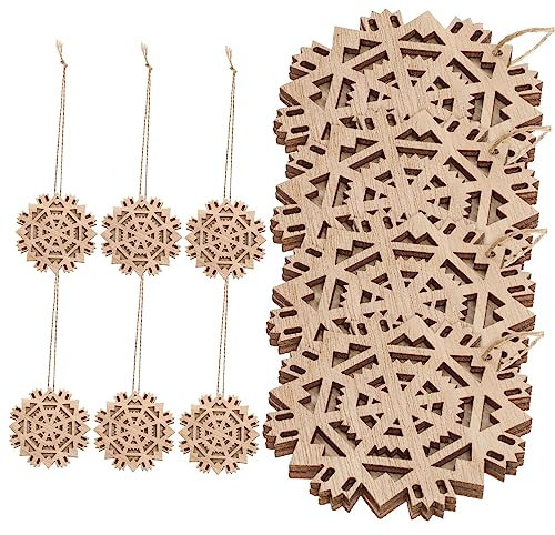STOBOK 10stücke Teiliges Holzschneeflocken Weihnachtsornamente Bastelmaterial Für Festliche Dekorationen Natürliche Holzscheiben Für Weihnachtsbaum Und Kreative Projekte