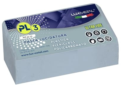 Lux Metal – Schleifpaste für Kunststoff PL3, 300 g, ultrafeines Polieren, transparentes Plexiglas, Polycarbonat, Kunststoff, Polieren, Entfernen von Kunststoffkratzern, Plexiglas-Schleifpaste