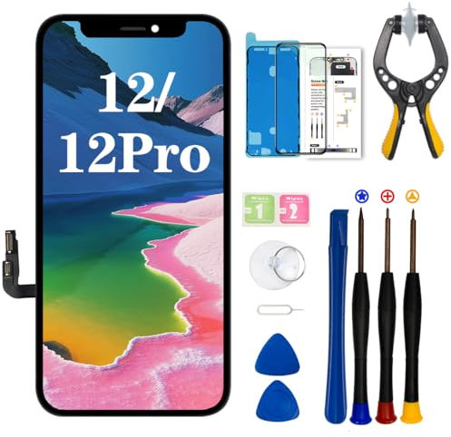 EFAITHFIX Pantalla de repuesto para iPhone 12/12 PRO de 6.1 pulgadas, pantalla LCD táctil 3D Full HD, digitalizador para 12/12 Pro con herramientas de reparación, protector de pantalla, adhesivo