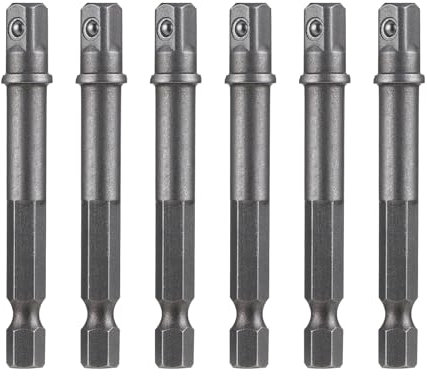 Lot de 6 adaptateurs de douille, adaptateur de douille, adaptateur hexagonal 1/4, tige hexagonale carrée, pour perceuse et visseuse sans fil, porte-embout