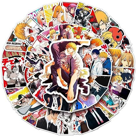 51PCS Chainsaws Mans Anime Stickers Cartoon Stickers Decals for Water Bottle Laptop Travel Case Car Skateboard Motorcycle Vinyl Waterproof Stickers Pack for Teens Kids