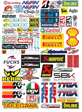 GamesMonkey® - Kit Adesivi 79 Pezzi per Bicicletta, Moto e Scooter, Casco Adesivo Motorsport Stickers Adatto per Skateboard Auto Caschi Moto da Cross