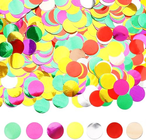 GoldRock Glitzer Konfetti Bunt Rund, 50g Confetti Gold Rot Grün Silber, Streudeko Hochzeit 1,5cm, Tischdeko Geburtstag, Konfetti Klein Bunt für Karneval Silberhochzeit Weihnachten Silvester Deko Party