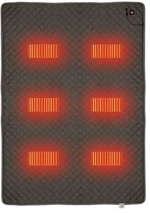 Miuxe Sac De Couchage Chauffante Double, Coussin Chauffant Électrique USB, Chauffage De Camping 4 Zones De Chauffage, Couverture Chauffante Portable par Temps Froid pour Intérieur Et Extérieur