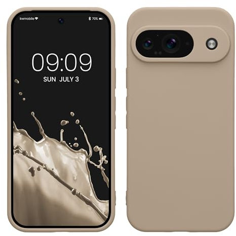 kwmobile Handyhülle kompatibel mit Google Pixel 9 Hülle - Handy Case aus weichem Silikon in Creme matt