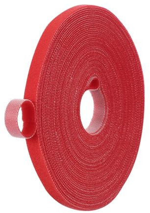 PATIKIL 0.4IN x 33FT Hook and Loop Tape, Double-Sided Nylon Strips Reusable Cable Ties Roll Multi-Purpose Cord Management Tape Wrap Fastener for Home Office, Red