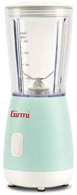 Girmi FR06 Frullatore, 170W, Capacità 400cc, 4 Lame INOX, Funzione PULSE, Bicchiere Graduato, Dispositivo di Sicurezza, Facile da Pulire, Verde Azzurro