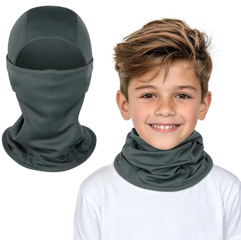 Kiiwah Cagoule pour Enfants, Multifonction Coupe Vent Masque de Bonnet de Cyclisme avec Cache-Cou, Respirant Balaclava Masque pour Garçons et Filles Sports en Plein Air Printemps, Automne, Hiver