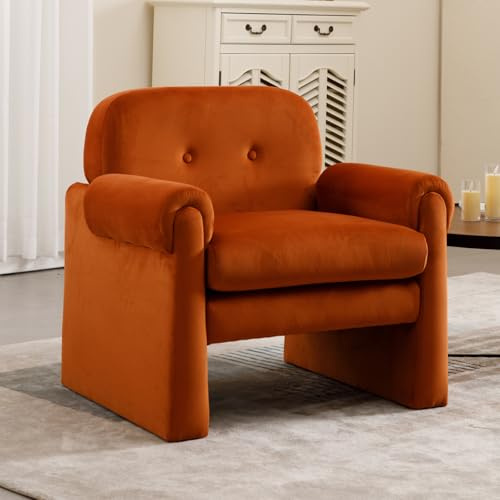 DAYALANE Fauteuil de Salon Relax Fauteuil Rembourré avec Accoudoir Confortable Chaise de Relaxation en Velours pour Salon Chambre, Marron