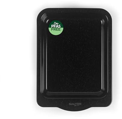 Salter Brilliance Roaster, 30 Cm Vitreous Enamel Steel Roasting Dish | PFAS-Free Non-Stick Coating, Dishwasher Safe, Made In The UK, Black Speckled Finish, Even Heat Distribution