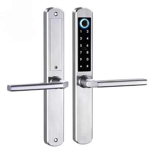 Kraslaw Fingerabdruck Smart Türschloss mit Türklinke, PIN-Tastatur & RFID-Karte, Bluetooth Elektronischer Türgriff für Wohnung/Büro/Haustür, Einsteckschloss 72/50 inklusive, kompatibel mit TTLock