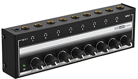 HA800 Headphone Amplifier Audio Amp Ultra-compact 8 Channels Stereo Microphone with Adapter