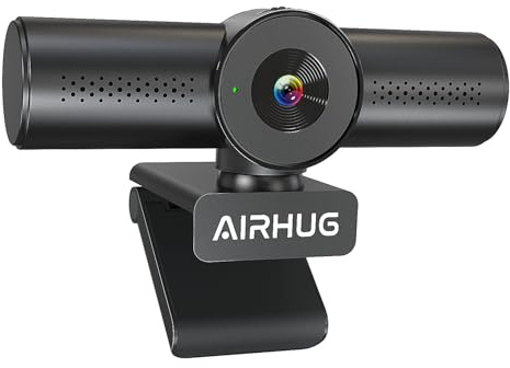 AIRHUG 4K 30fps Webcam with Dual Omnidirectional Mics & Privacy Cover | Sony 16MP Sensor, PDAF Autofocus, Auto Light Correction, 63° Focused View, USB Plug & Play