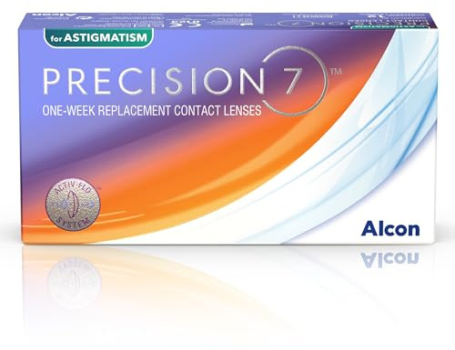 PRECISION7 Toric Wochenlinsen | 12 Stk | CYL 1.75 | ACHSE 170 | -00.50 dpt | Weiche Wochenlinsen für Astigmatismus - dein Frischekick von Tag 1 bis Tag 7. mit BC 8.6 mm und DIA 14.5 mm