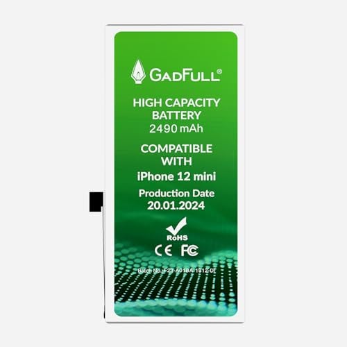 GadFull Akku kompatibel mit iPhone 12 mini mit Hoher Kapazität | 2024 Baujahr | inkl. Reparaturset Anleitung & Profi-Kit Werkzeugsatz | ohne Ladezyklen | Funktioniert mit Allen original APN