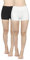 4How 2er Pack Sport Shorts Damen kurz eng Tights Radlerhose Baumwolle Sporthose Fitness Yoga Cycling Shorts Hotpants Blickdicht Schwarz+Weiß S