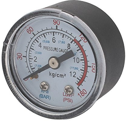 Sourcingmap 0-180 PSI 1/8BSP Male Compressor Air Pressure Gauge Black White