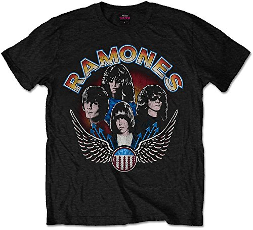 Rockoff Trade Men's Ramones Vintage Wings T - Shirt, Black (Black Black), Medium