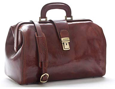 D&D - Leder Doktortasche - D&D0205 Minimal- Made in Italy (Braun)