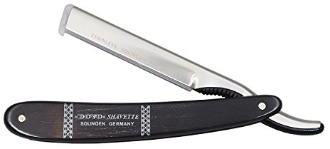 DOVO Shavette Rasiermesser aus Edelstahl & Ebenholz I Rasierklingen I Wechselklingen I Barber Rasierklingen I Double Edge