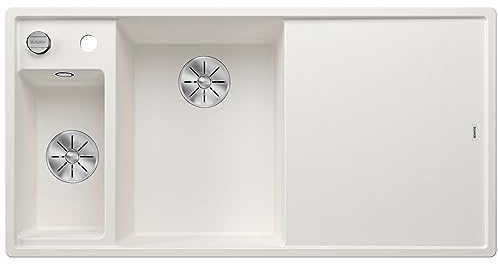 BLANCO AXIA III 6 S | Granitspüle aus SILGRANIT weiß | Hauptbecken links | [100x51x20,2 cm] | für 60 cm breite Unterschränke | + Schneidbrett | mit Holzschneidbrett | Hauptbecken links
