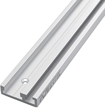 POWERTEC 71359 Aluminum Combo T-Track Miter Track for Woodworking | 32” Dual Track Rail, Aluminum Grey