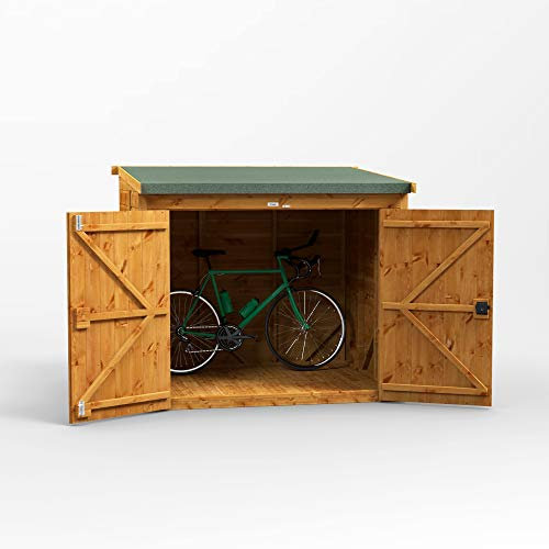 POWER High Grade Premium Pent Bike/Bicycle Wooden Shed with Security Features, Door and window Flexibility, made from 12mm Extra Thick Timber
