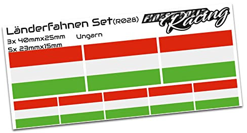 Finest Folia 8er Set Länderaufkleber Fahne Länderfahne Flagge Wetterfest RC Car Auto Motorrad Sticker Fahrrad Aufkleber Modellbau R028 (Hungary)